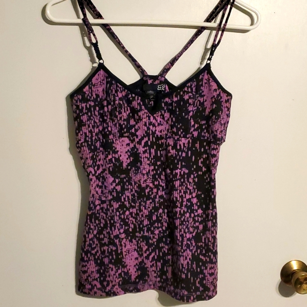 Fox racing women's M black and purple logo tank top